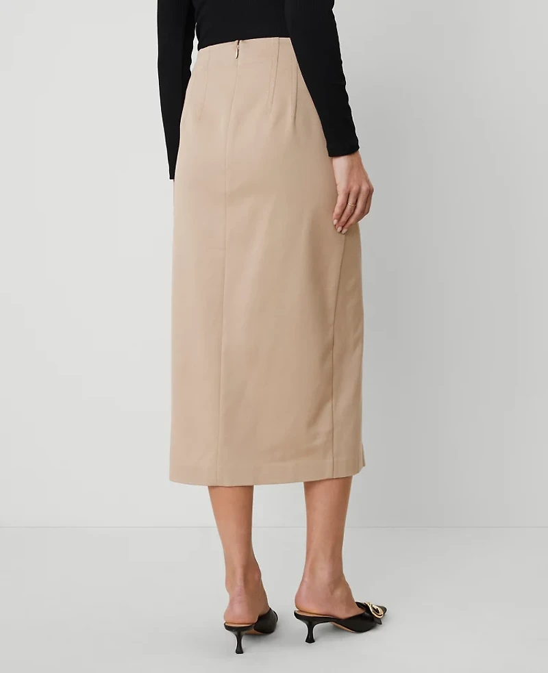 Ann Taylor Petite Button Wrap Pocket Skirt Cappuccino Tan Women's