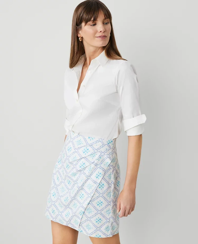 Ann Taylor Tiled Linen Blend Sarong Skirt Sea Isle Women's