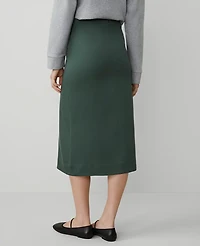 Ann Taylor Petite Weekend Collection Effortless Midi Wrap Skirt Size 8 Dried Cilantro Women's