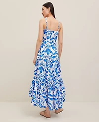 Ann Taylor Tiled Tiered Strappy Maxi Dress Power Blue Women's