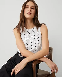 Ann Taylor Dotted Tank Top White Women's
