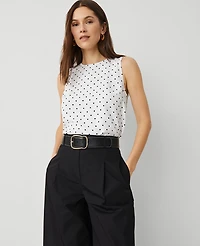 Ann Taylor Dotted Tank Top White Women's