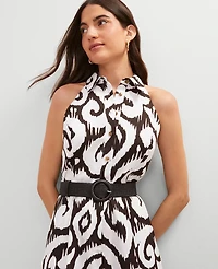 Ann Taylor Ikat Belted Romper Black Women's