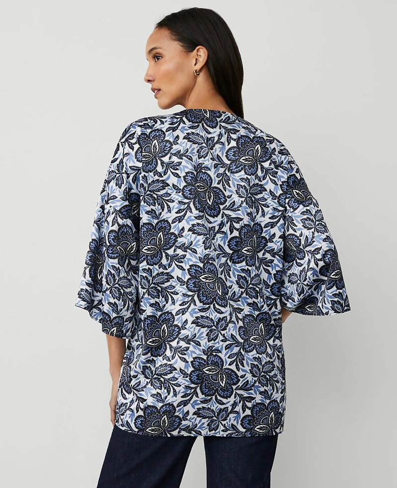 Ann Taylor Floral Kimono Size XS/S Winter White Women's