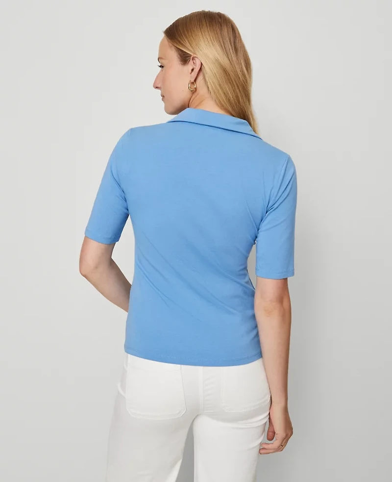 Ann Taylor Weekend Collection Split Neck Polo Top Women's