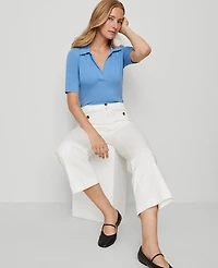 Ann Taylor Weekend Collection Split Neck Polo Top Women's