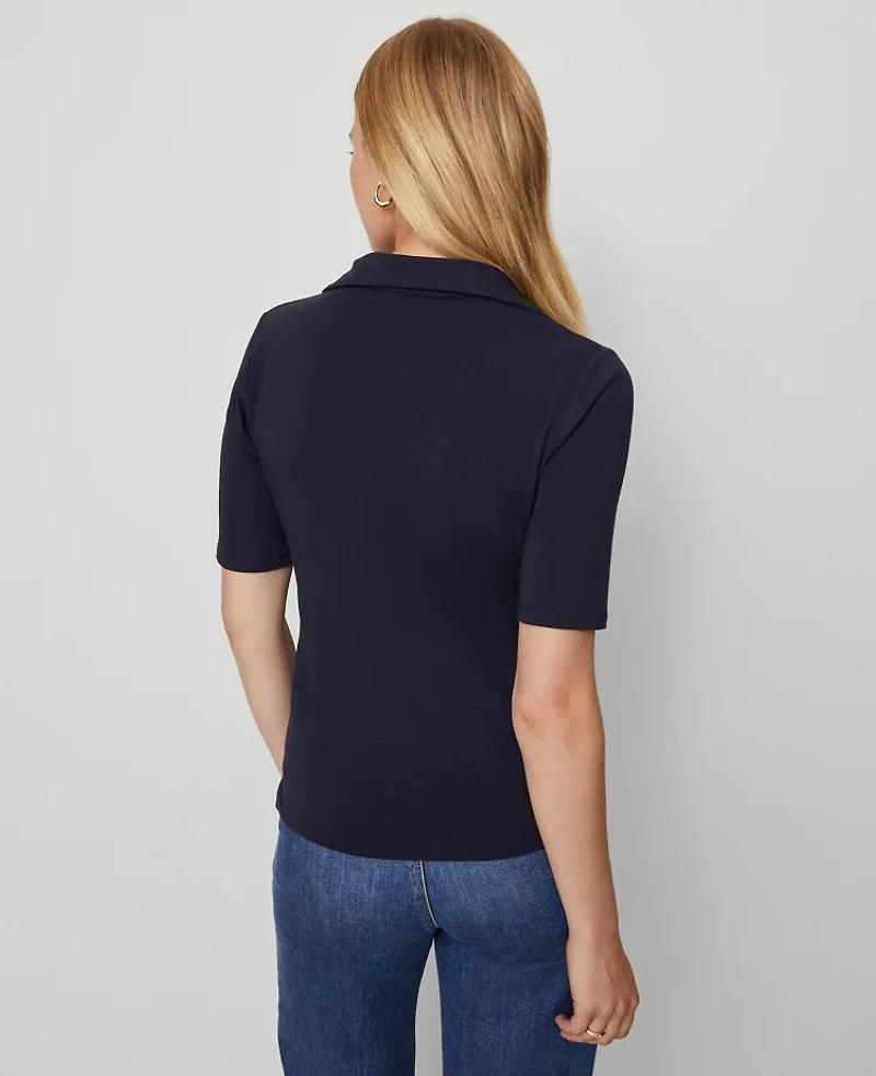 Ann Taylor Weekend Collection Split Neck Polo Top Women's