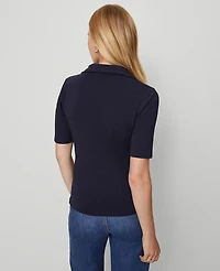 Ann Taylor Weekend Collection Split Neck Polo Top Women's