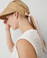 Ann Taylor Weekend Collection Straw Visor Berry Mousse Women's