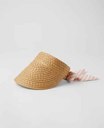 Ann Taylor Weekend Collection Straw Visor Berry Mousse Women's