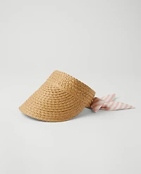 Ann Taylor Weekend Collection Straw Visor Berry Mousse Women's