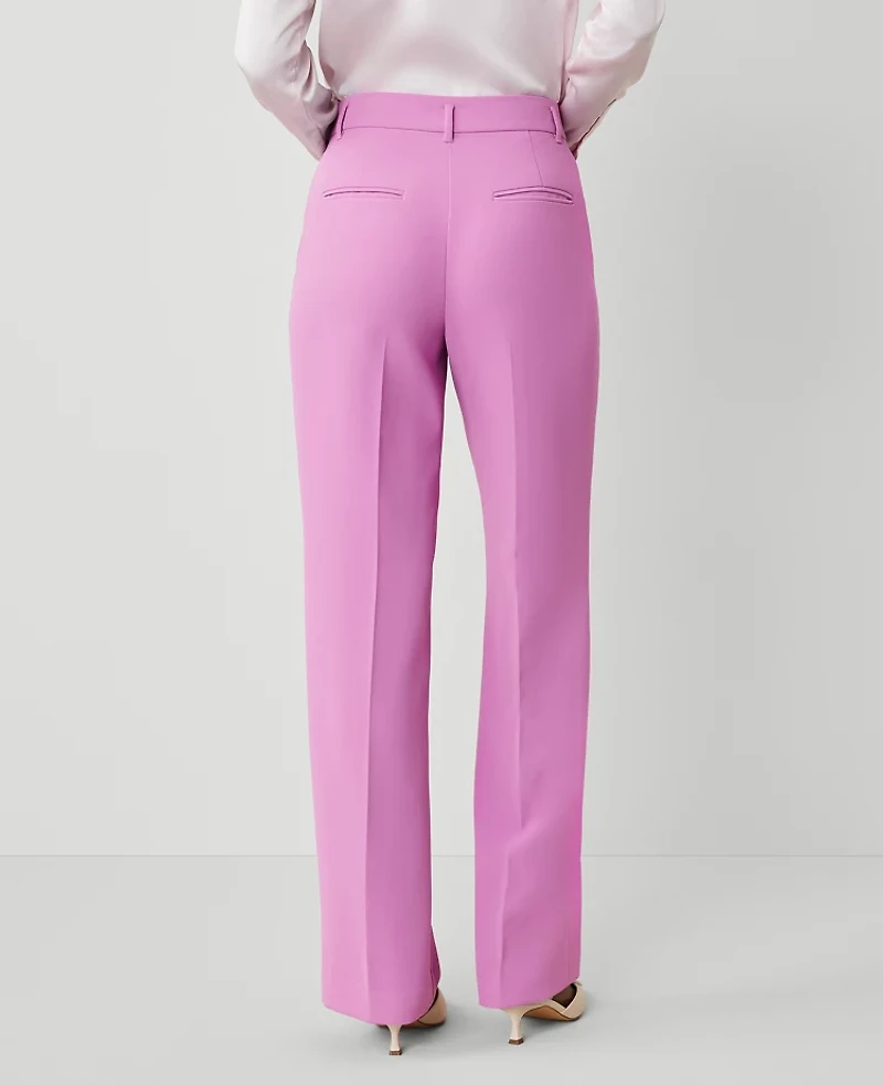Ann Taylor The Petite Side-Zip Straight Pant Fluid Crepe Orchid Glow Women's