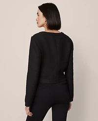 Ann Taylor Tweed Cropped Jacket Black Women's