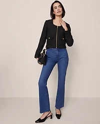 Ann Taylor Tweed Cropped Jacket Black Women's