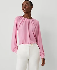 Ann Taylor Petite Shirred Raglan Blouse Women's
