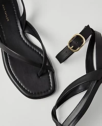 Ann Taylor Weekend Collection Buckled Ankle Strap Leather Sandals Black Women's