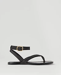 Ann Taylor Weekend Collection Buckled Ankle Strap Leather Sandals Black Women's