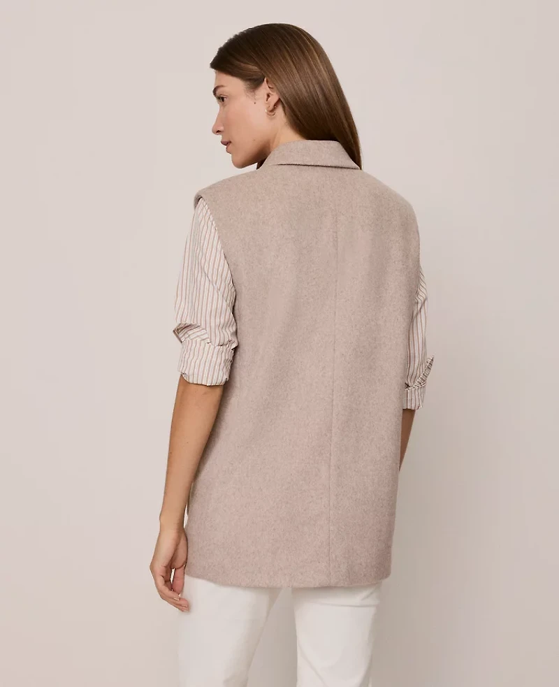 Ann Taylor Weekend Collection Double Breasted Vest Size Small Vintage Taupe Melange Women's