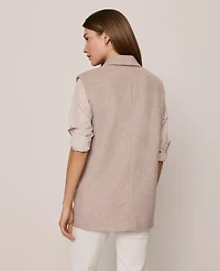 Ann Taylor Weekend Collection Double Breasted Vest Size Small Vintage Taupe Melange Women's