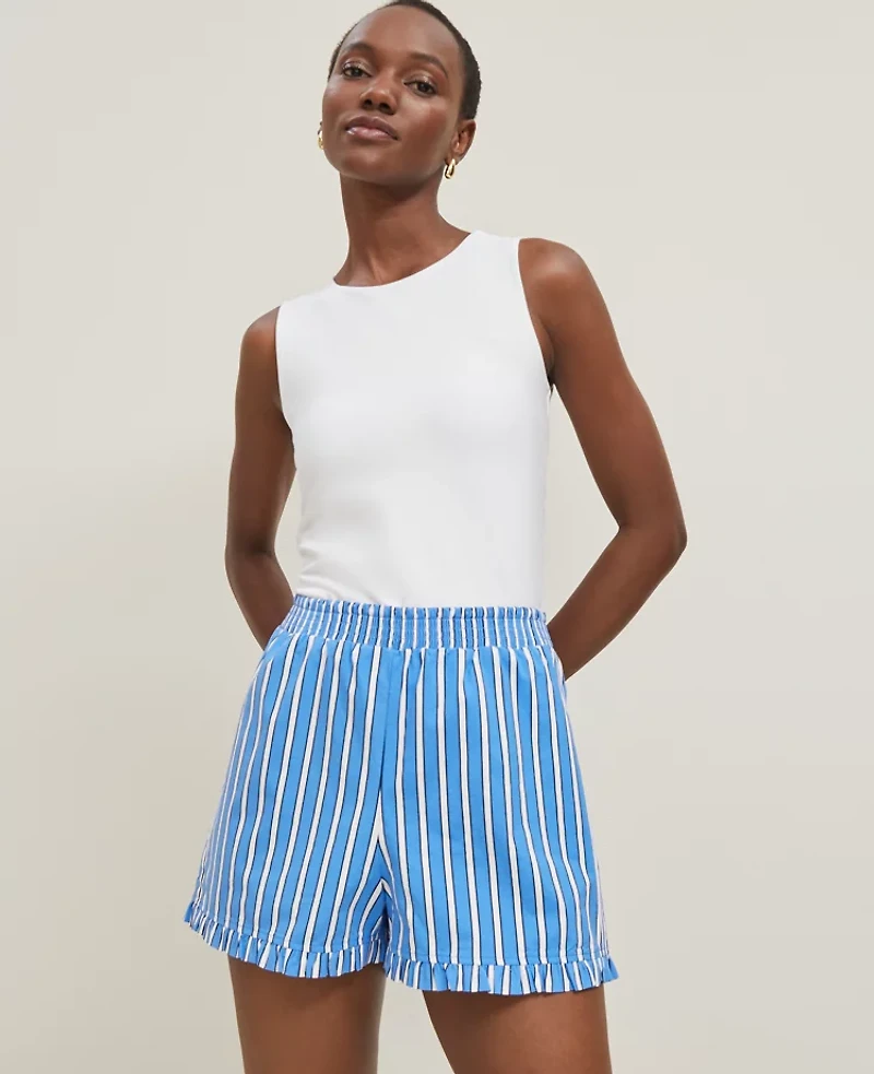 Ann Taylor Ruffled Pajama Shorts Maritime Blue Women's