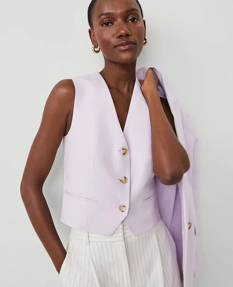 Ann Taylor Petite Tailored Vest Orchid Hush Women's