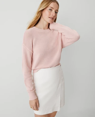 Ann Taylor Petite Weekend Collection Wedge Sweater Size Large Soft Blush Women's