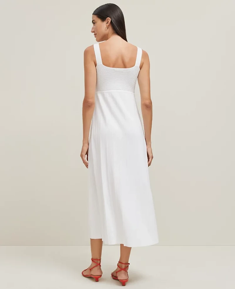 Ann Taylor Petite Ribbed Midi Sweater Dress Size Small White Women's