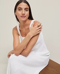 Ann Taylor Petite Ribbed Midi Sweater Dress Size Small White Women's
