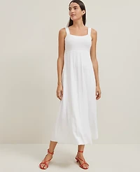 Ann Taylor Petite Ribbed Midi Sweater Dress Size Small White Women's