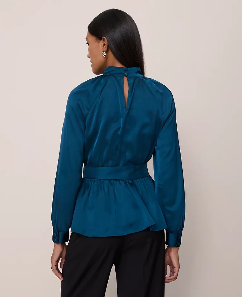 Ann Taylor Satin Tie Waist Blouse Women's