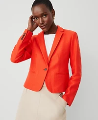 Ann Taylor The Petite Newbury Blazer in Tweed Size 2 Deep Flame Orange Women's