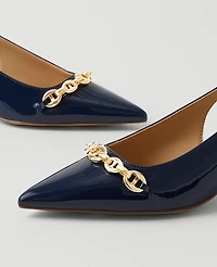 Ann Taylor Mariner Chain Patent Kitten Heel Pumps Women's