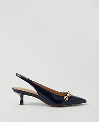 Ann Taylor Mariner Chain Patent Kitten Heel Pumps Women's