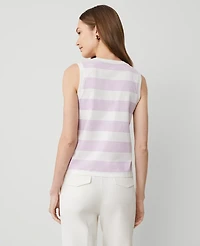 Ann Taylor Petite Striped Sleeveless Top Pale Lilac Women's