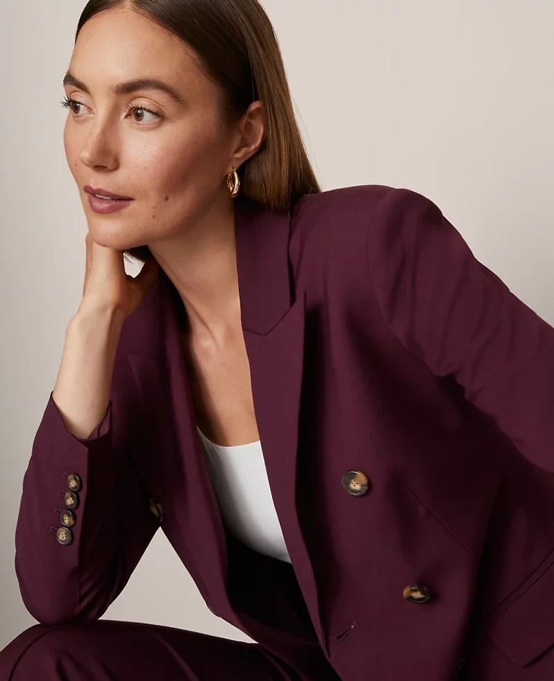 Ann Taylor The Sculptural Double Breasted Blazer Poised Plum Women's