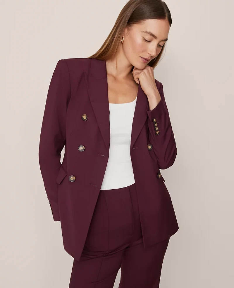 Ann Taylor The Sculptural Double Breasted Blazer Poised Plum Women's