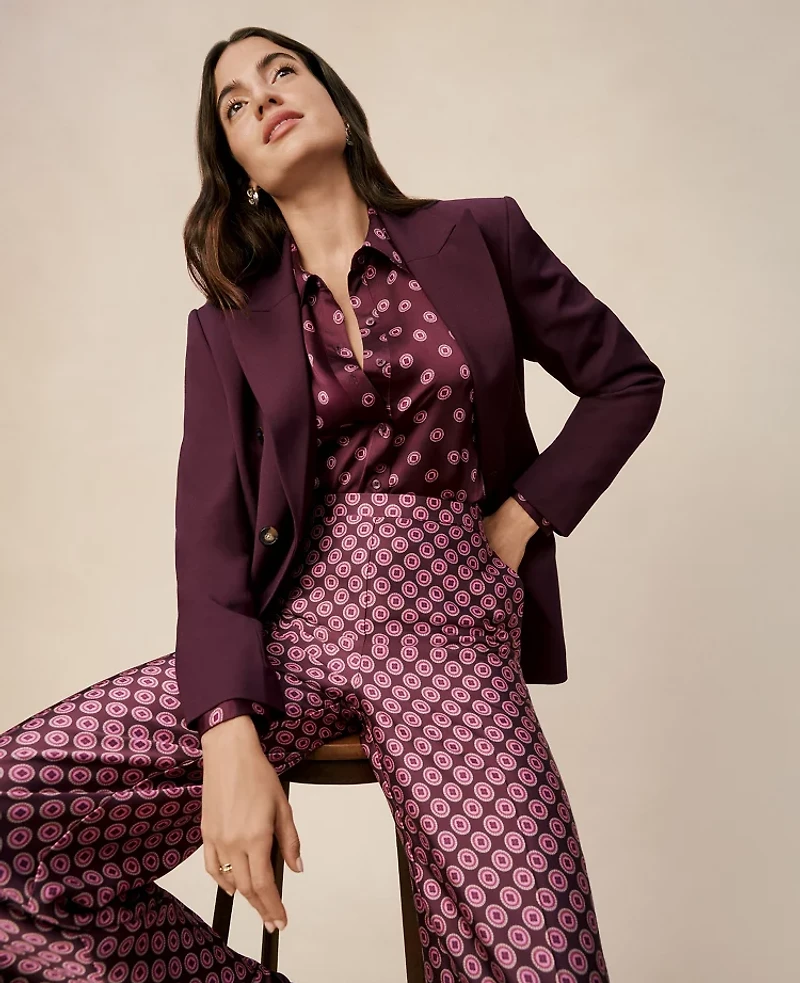 Ann Taylor The Sculptural Double Breasted Blazer Poised Plum Women's