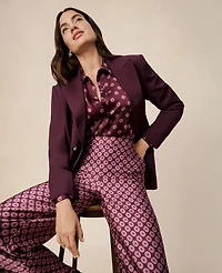 Ann Taylor The Sculptural Double Breasted Blazer Poised Plum Women's