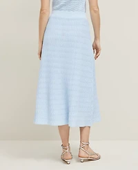 Ann Taylor Petite Wavy Stitch Midi Skirt Zephyr Blue Women's