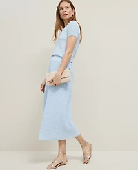 Ann Taylor Petite Wavy Stitch Midi Skirt Zephyr Blue Women's