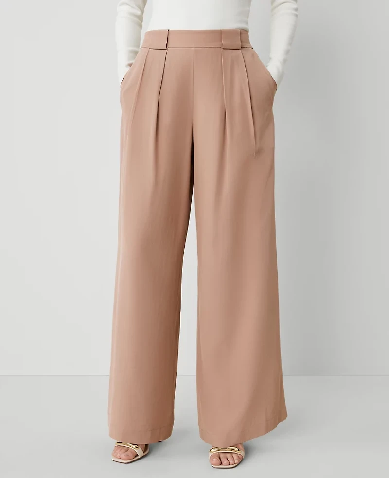 Ann Taylor Studio Collection Silk Palazzo Pant Toffee Tan Women's