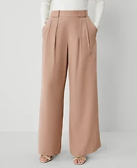 Ann Taylor Studio Collection Silk Palazzo Pant Toffee Tan Women's