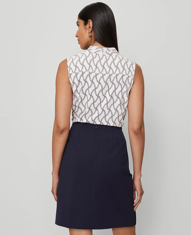 Ann Taylor Ponte Button Wrap Skirt Night Sky Women's