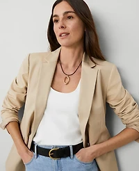 Ann Taylor The Petite Crosby Blazer in Doubleweave Size 2 Toasted Oat Women's