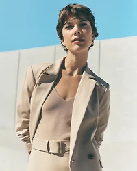 Ann Taylor The Petite Crosby Blazer in Doubleweave Size 2 Toasted Oat Women's