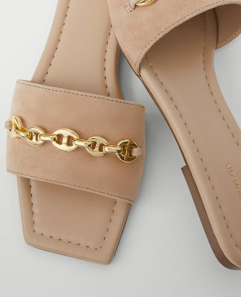 Ann Taylor Chain Suede Slide Sandals Women's