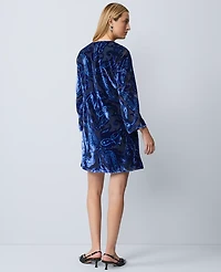 Ann Taylor Studio Collection Velvet Paisley Shift Dress Night Sky Women's