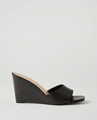 Ann Taylor Leather Skinny Strap Wedge Mules Women's