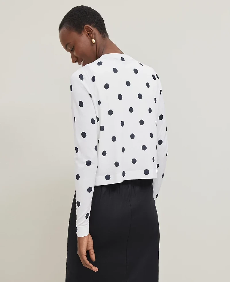 Ann Taylor Dotted Cropped Open Cardigan Size XS White Women's