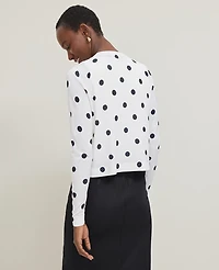Ann Taylor Dotted Cropped Open Cardigan Size XS White Women's